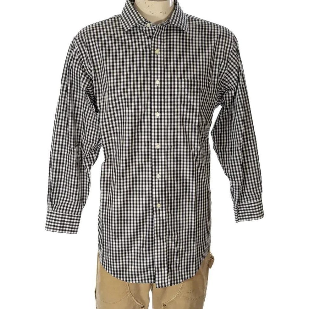Brooks Brothers Mens Cotton Gingham Dress Shirt Sz 17 2/3 Slim Fit  EUC
